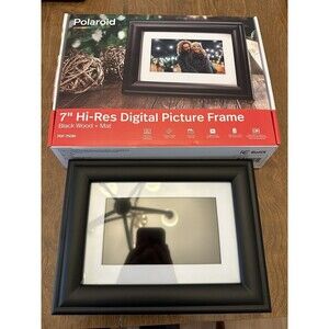 Polaroid Digital Photo Frame 7” Hi-Res Picture Screen Black Wood Open Box